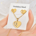 9 Style Good Quality Stainless Steel Necklace Geometry Stud Earrings Love Three -piece Suit Women's Jewelry Accessories